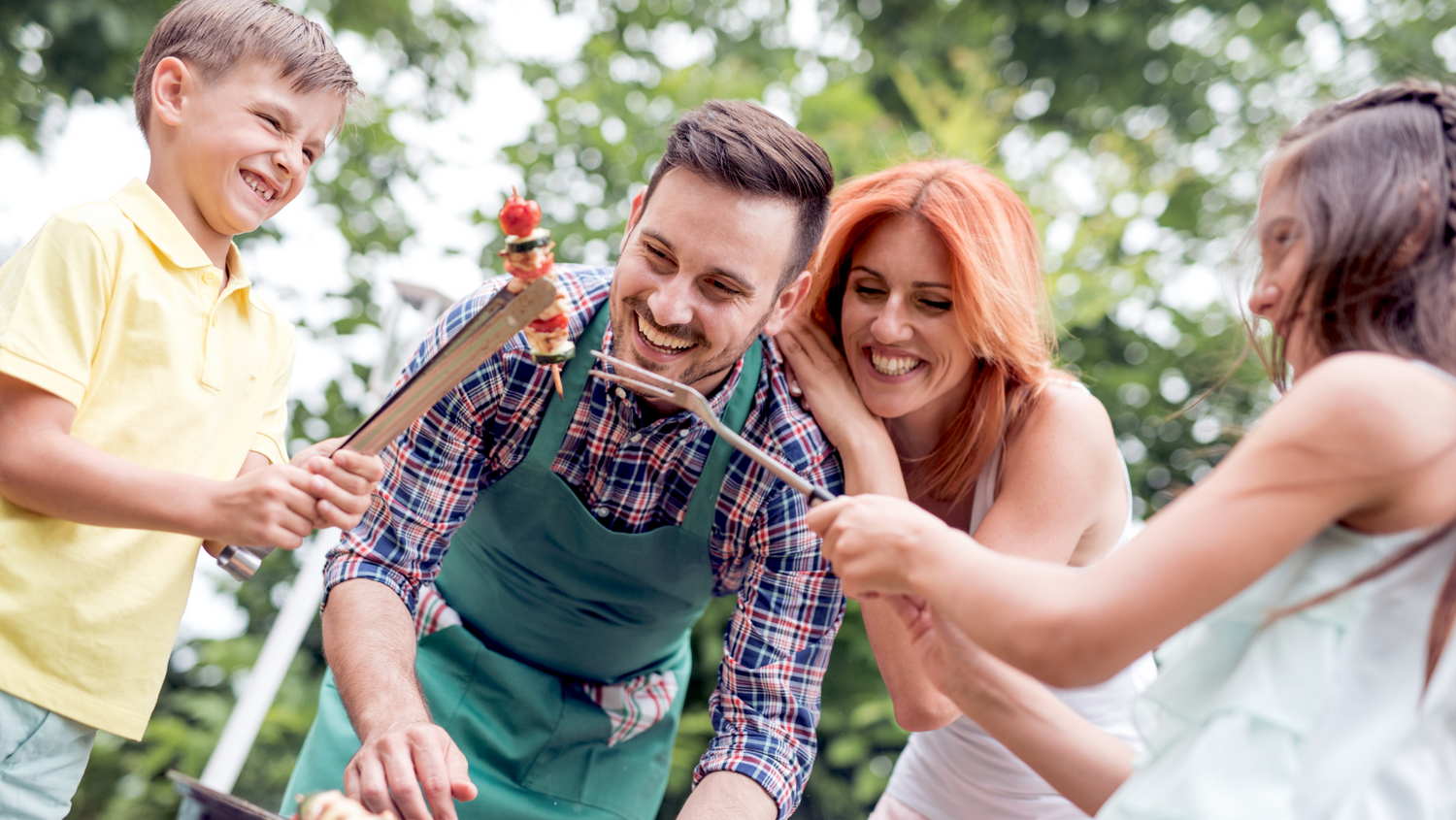 Family around the fire
