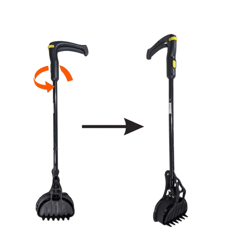 handle rotates for easy storage to hang tool when not in use