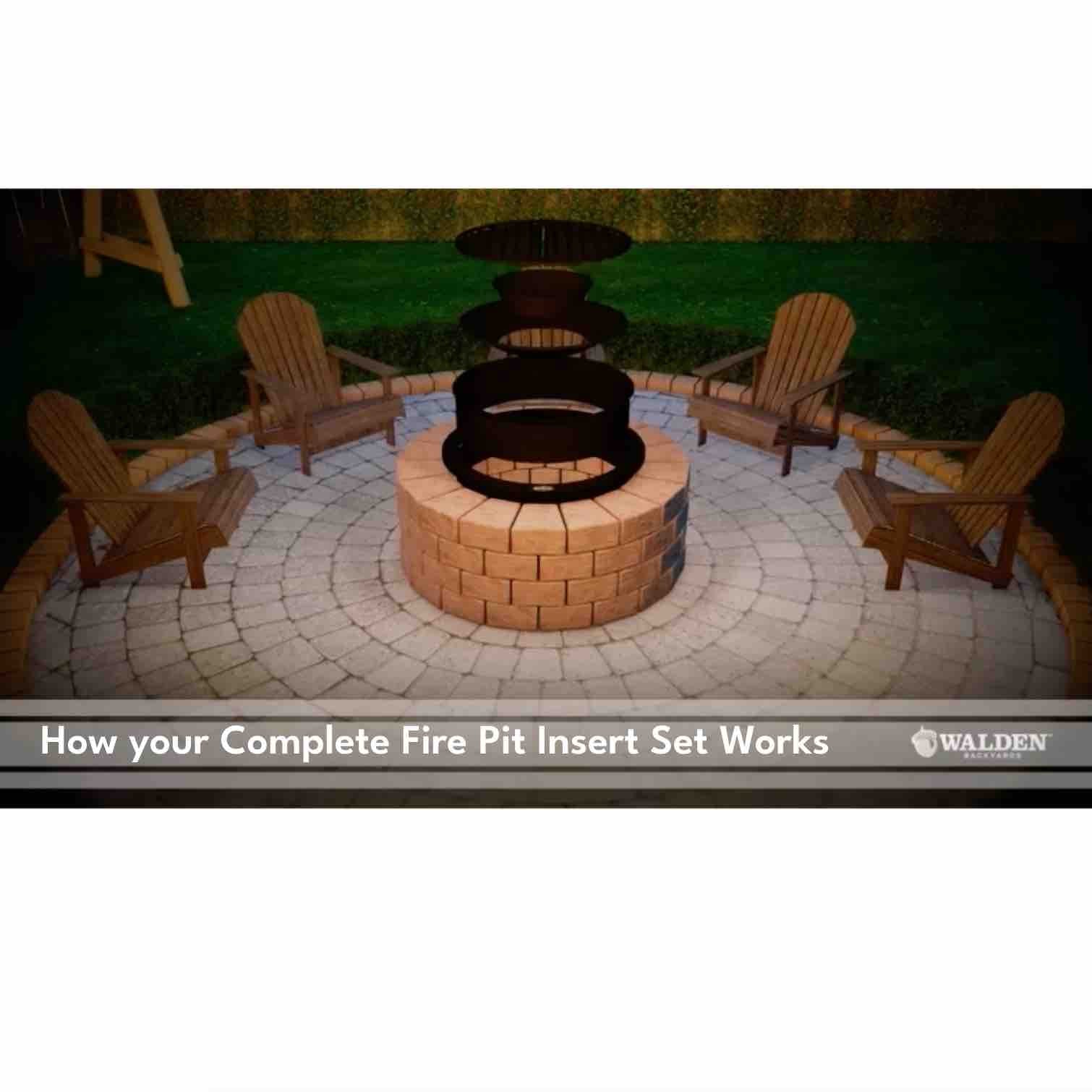 Walden Legacy Fire Pit Insert Set being assembled with features shown