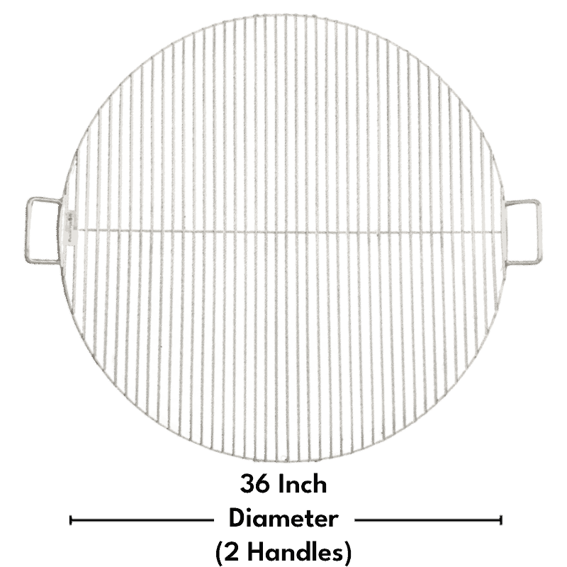 Stainless steel fire pit barbecue grilling grate with 36 inch dimensions. #Size_36" Diameter