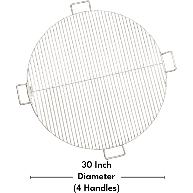 Stainless steel fire pit barbecue grilling grate with 30 inch dimensions. #Size_30" Diameter