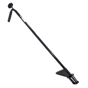 Long steel rod with tine plungers to pull weed from the root