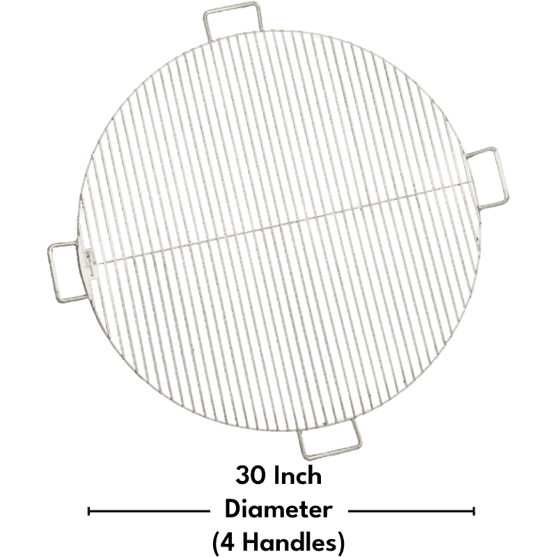 Stainless steel fire pit barbecue grilling grate with 30 inch dimensions. #Size_30" Diameter