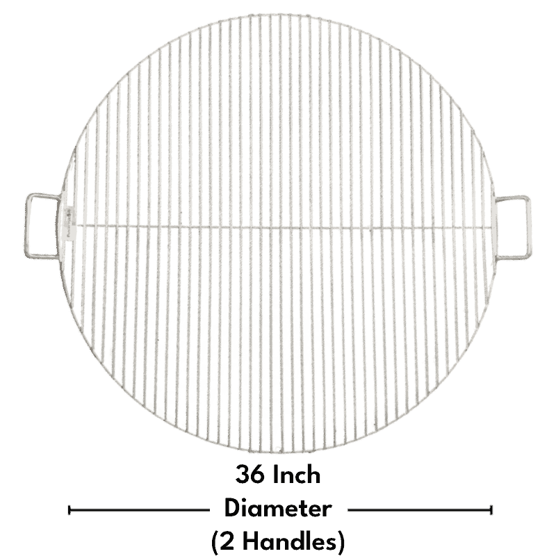 Stainless steel fire pit barbecue grilling grate with 36 inch dimensions. #Size_36" Diameter