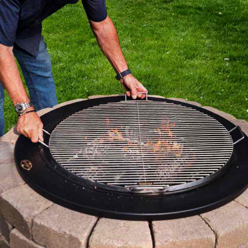 The Walden Stainless Steel BBQ Grilling Grate fits perfectly in the Legacy Series Fire Pit or the 30" Legacy Fire Pit Ring to create a grill over the live fire.