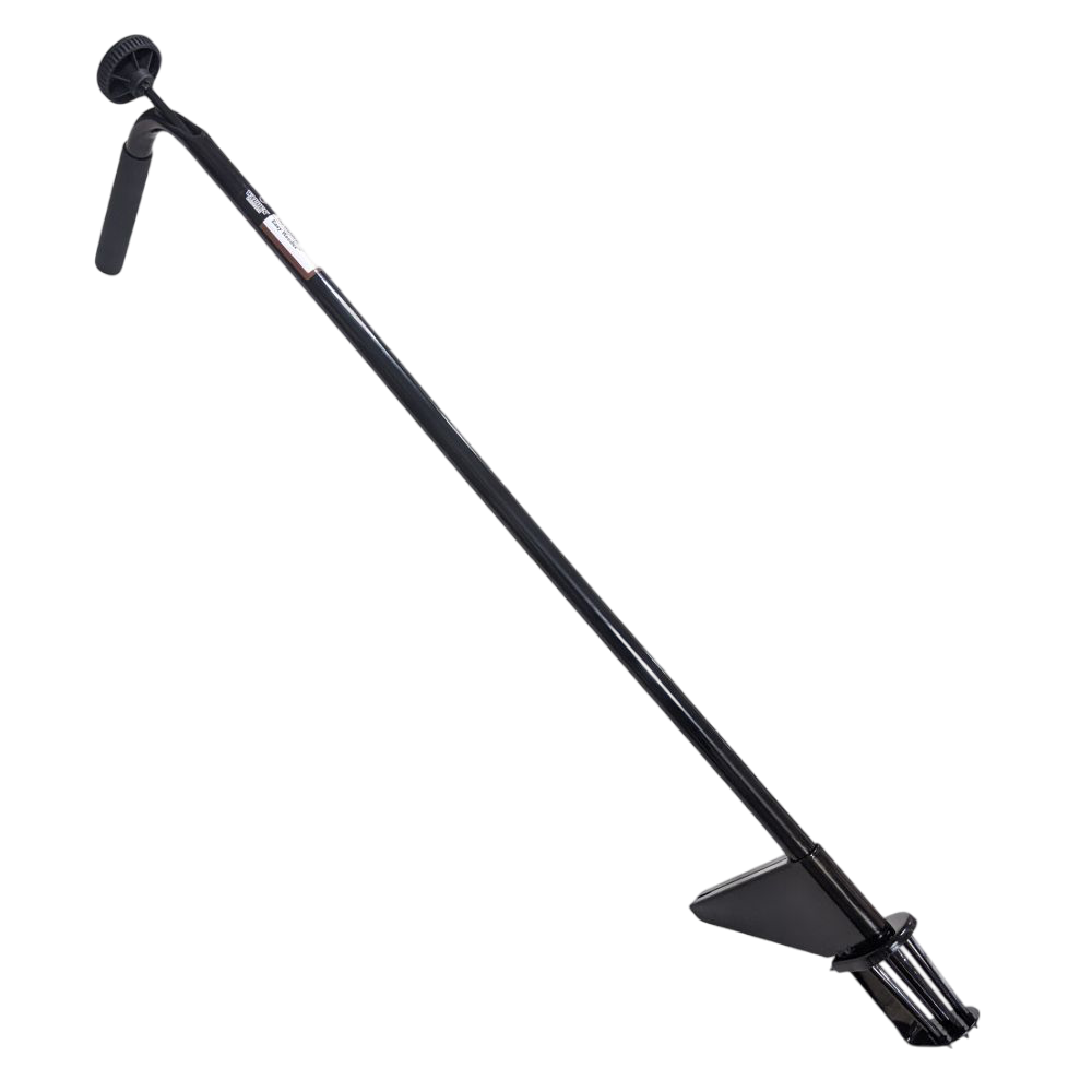 Long steel rod with tine plungers to pull weed from the root