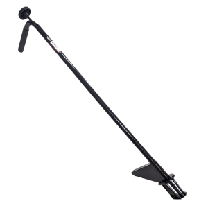 Long steel rod with tine plungers to pull weed from the root