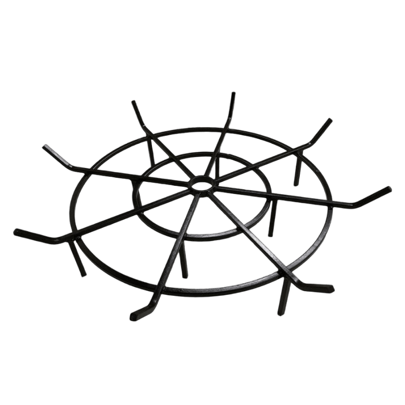 round grate with long angled spokes and double circle base  and five inch height
